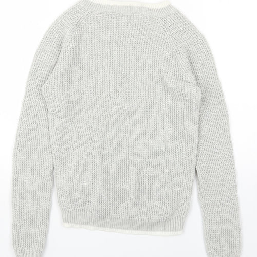 Dorothy Perkins Womens Grey Round Neck Cotton Pullover Jumper Size 6