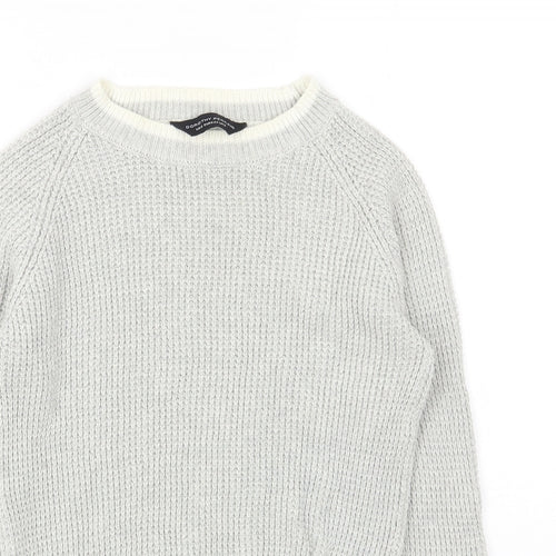 Dorothy Perkins Womens Grey Round Neck Cotton Pullover Jumper Size 6