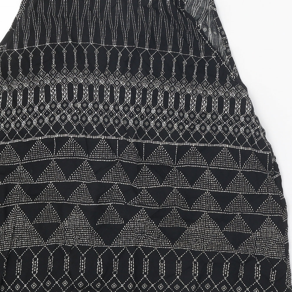H&M Womens Black Geometric Viscose Basic Tank Size 12 Scoop Neck