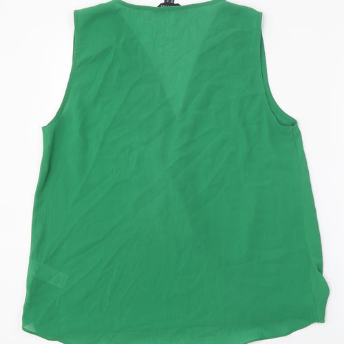 New Look Womens Green Polyester Basic Blouse Size 14 V-Neck