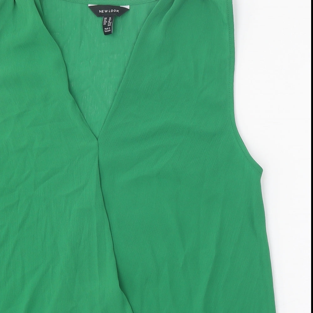 New Look Womens Green Polyester Basic Blouse Size 14 V-Neck
