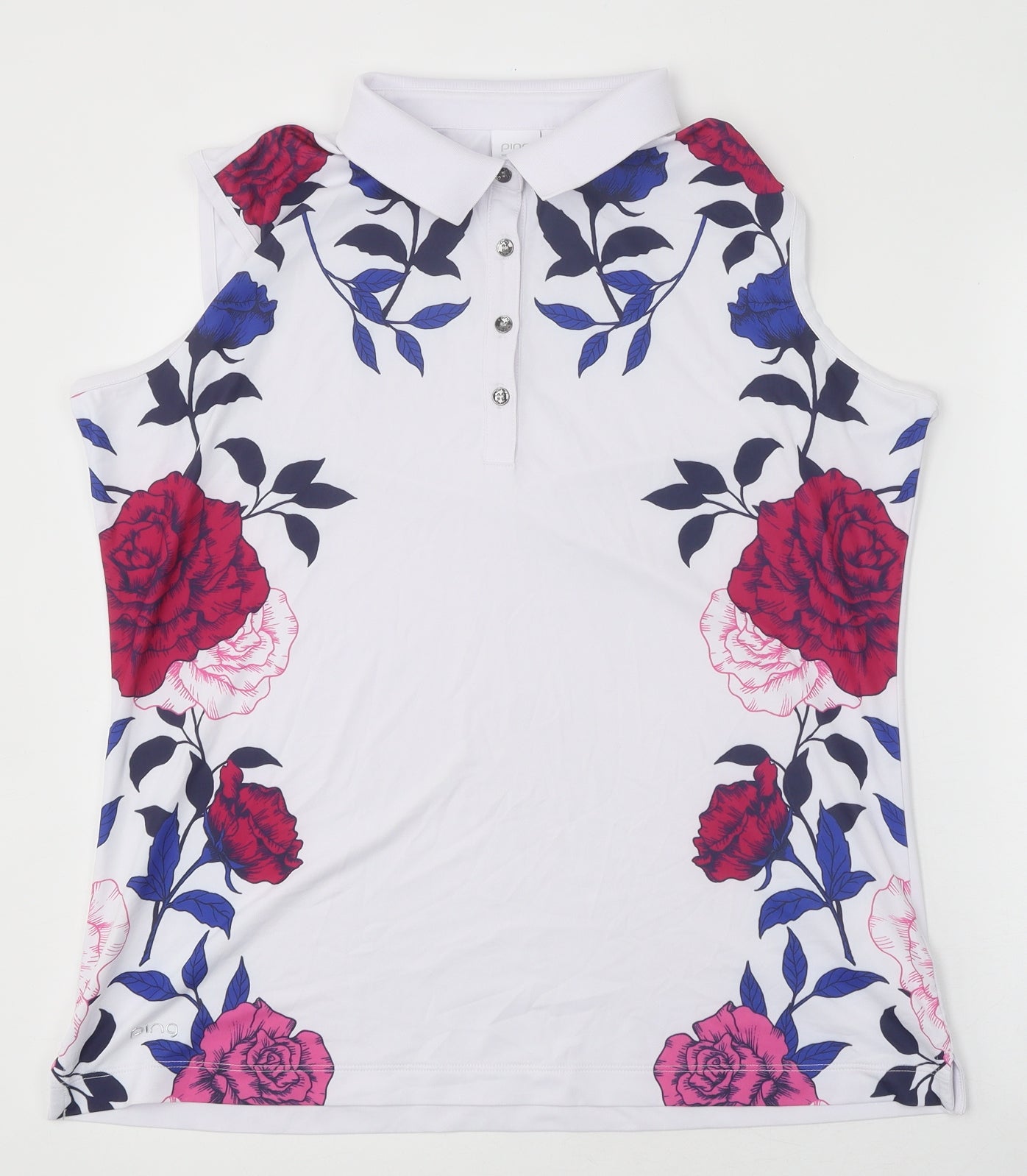 Ping Womens Multicoloured Floral Polyester Basic T-Shirt Size 16 Collared