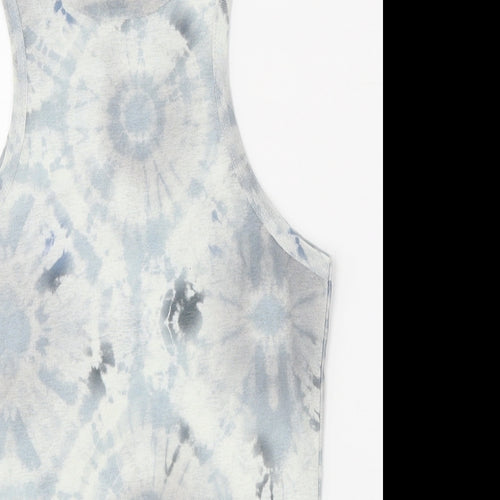 Topshop Womens Grey Geometric Polyester Basic Tank Size 10 Round Neck