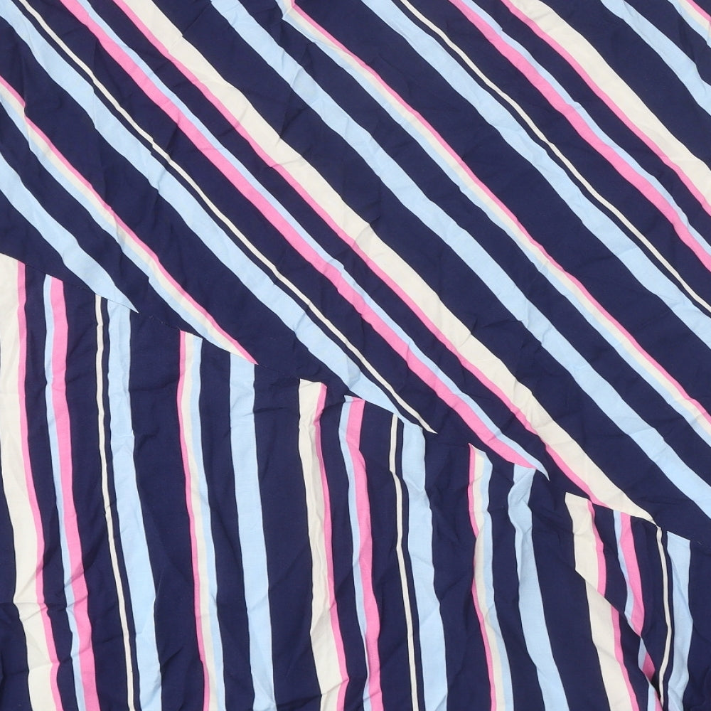 Marks and Spencer Womens Multicoloured Striped Viscose Flare Skirt Size 18 Tie