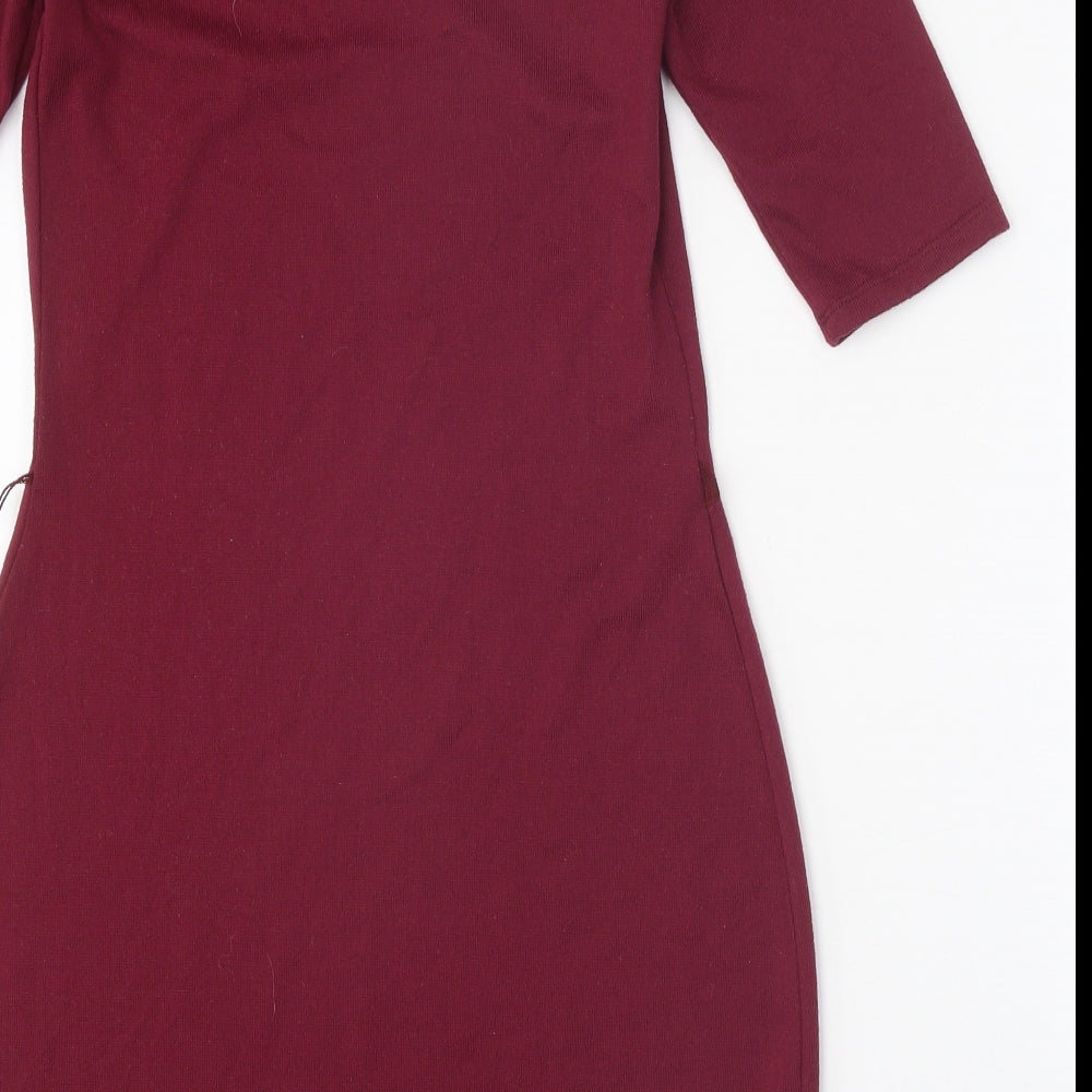 Billie & Blossom Womens Red Polyester Bodycon Size 6 Round Neck Pullover