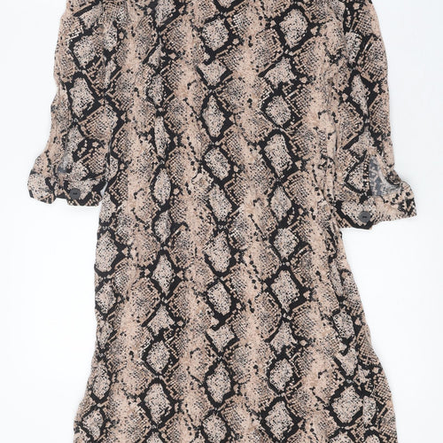 NEXT Womens Multicoloured Animal Print Viscose Shirt Dress Size 6 Collared Button - Snakeskin Pattern