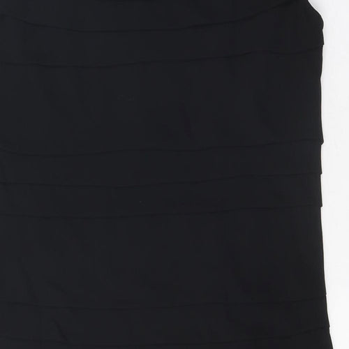 French Connection Womens Black Polyester A-Line Size 10 Scoop Neck Zip