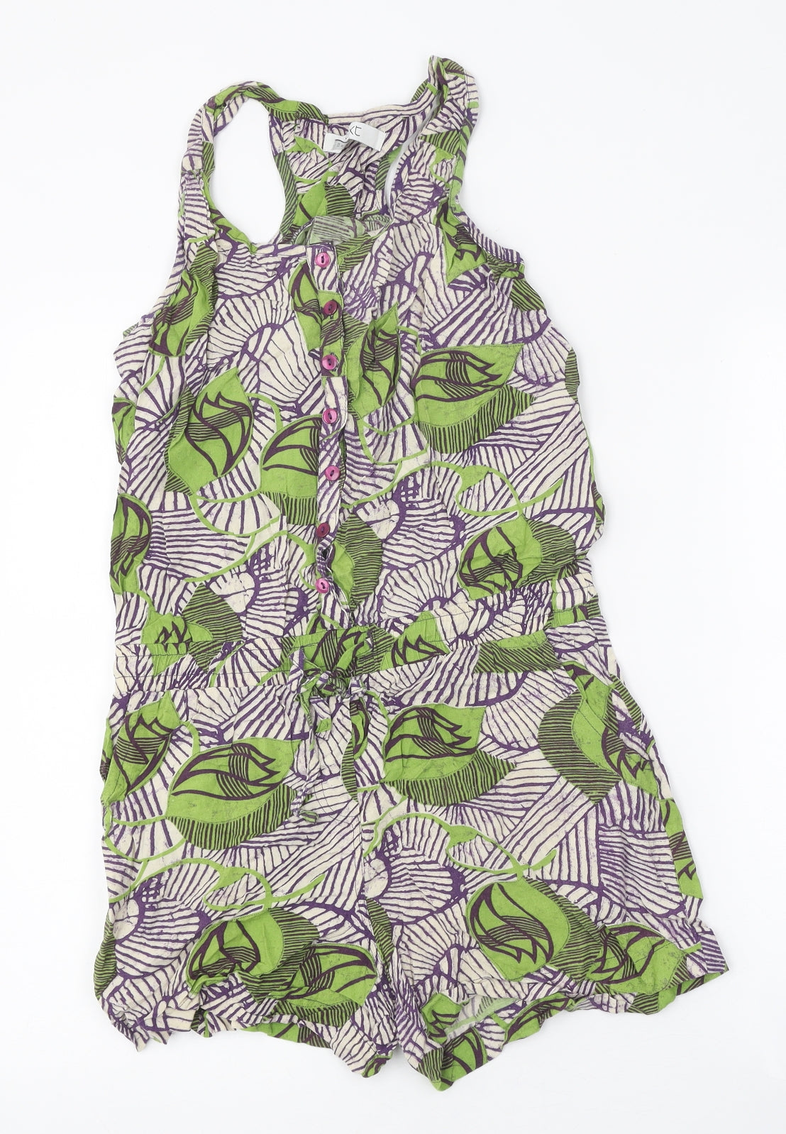 NEXT Womens Multicoloured Geometric Viscose Playsuit One-Piece Size 8 Button