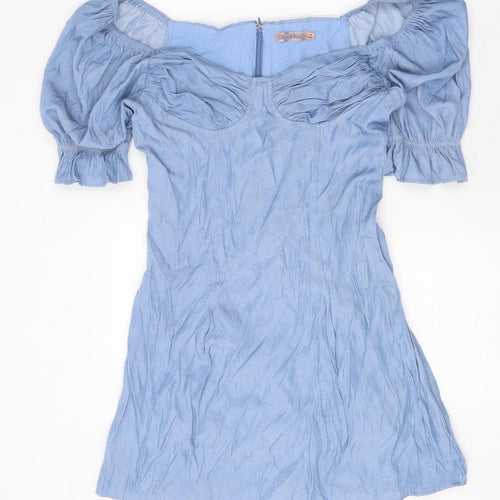 SkyLar Rose Womens Blue Cotton A-Line Size M Sweetheart Zip