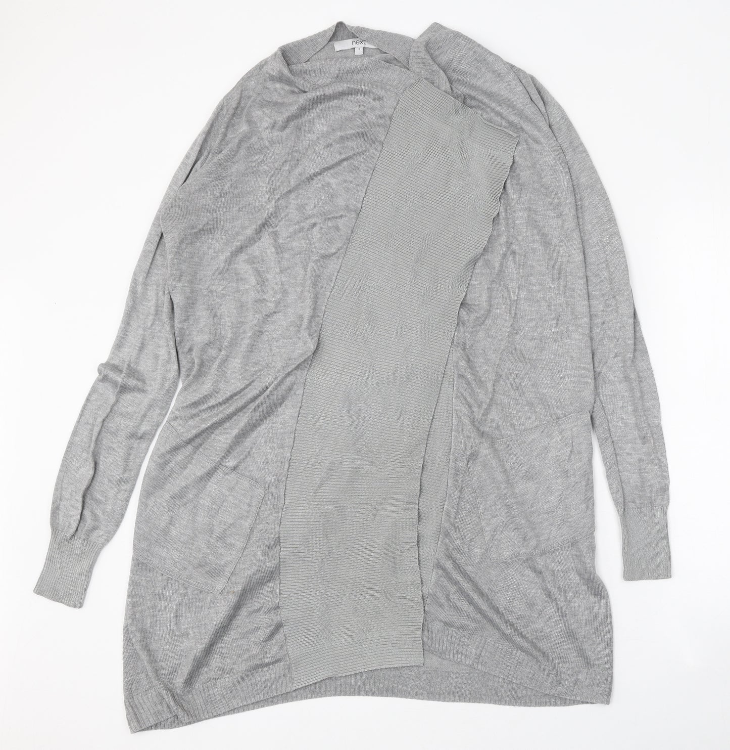 NEXT Womens Grey V-Neck Viscose Cardigan Jumper Size 8