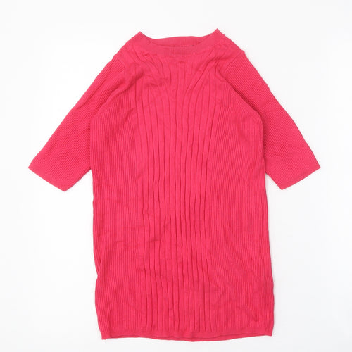 Marks and Spencer Womens Pink Round Neck Viscose Pullover Jumper Size S