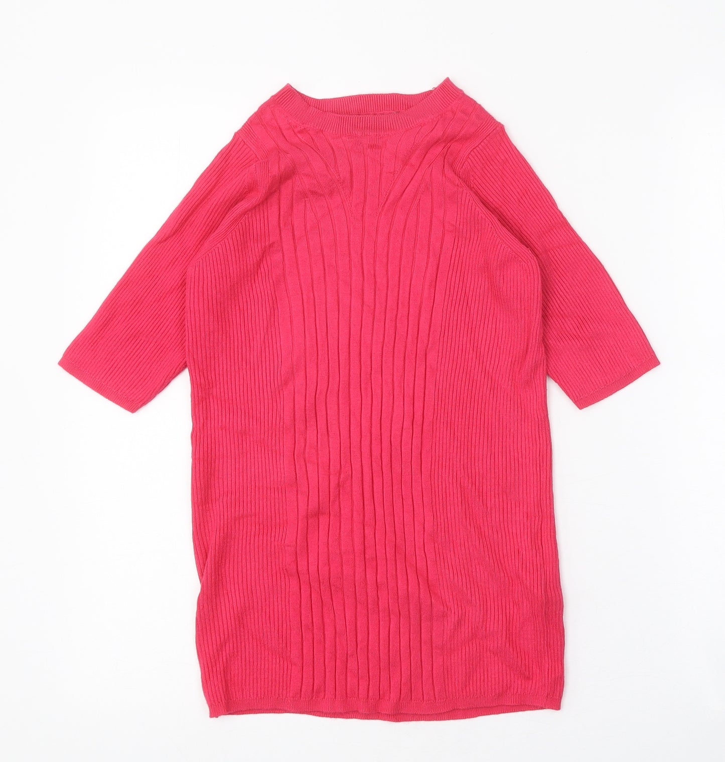 Marks and Spencer Womens Pink Round Neck Viscose Pullover Jumper Size S