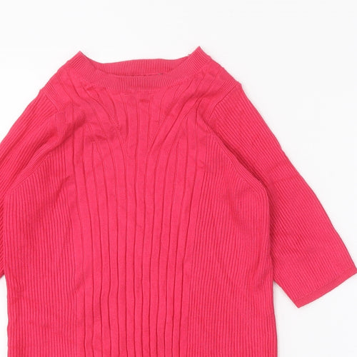Marks and Spencer Womens Pink Round Neck Viscose Pullover Jumper Size S