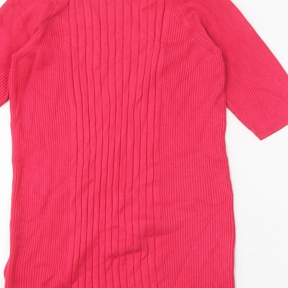 Marks and Spencer Womens Pink Round Neck Viscose Pullover Jumper Size S