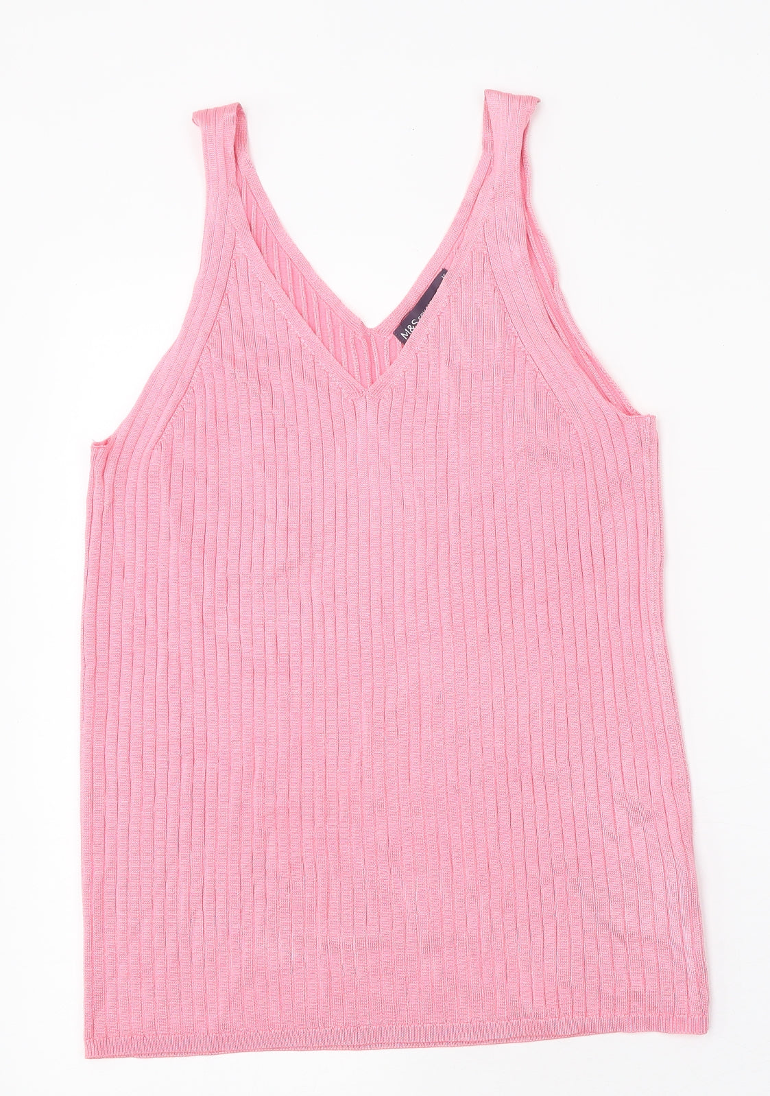 Marks and Spencer Womens Pink Viscose Basic Tank Size 16 V-Neck