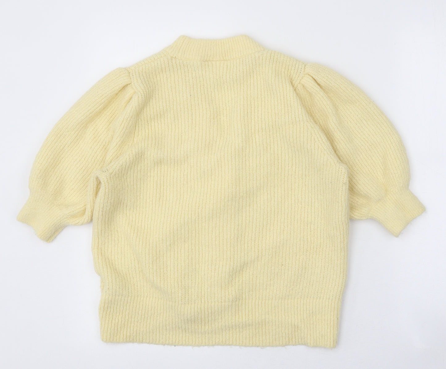 Monki Womens Yellow V-Neck Acrylic Cardigan Jumper Size M