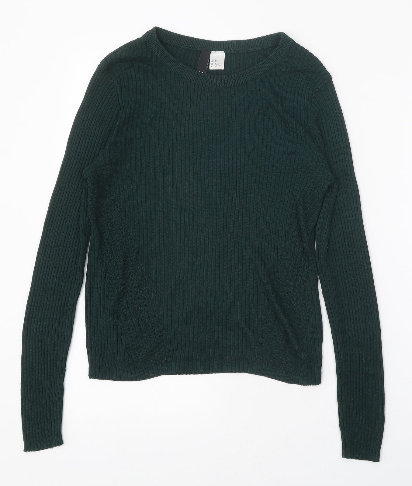 Divided Womens Green Round Neck Acrylic Pullover Jumper Size M