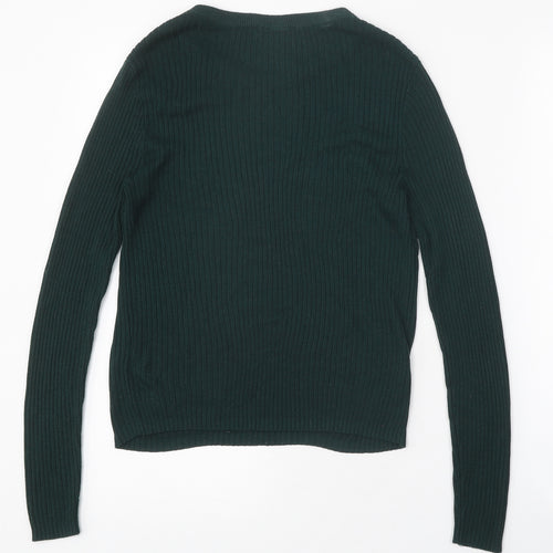 Divided Womens Green Round Neck Acrylic Pullover Jumper Size M