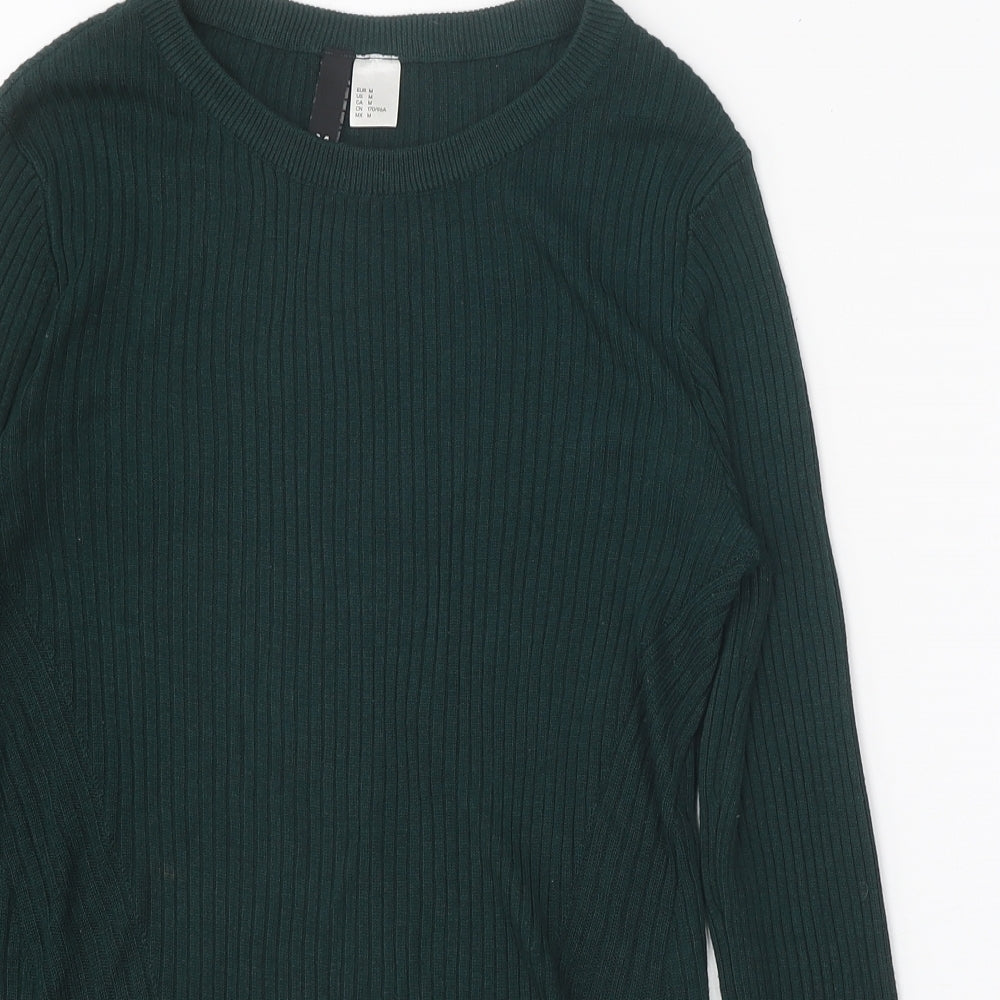 Divided Womens Green Round Neck Acrylic Pullover Jumper Size M