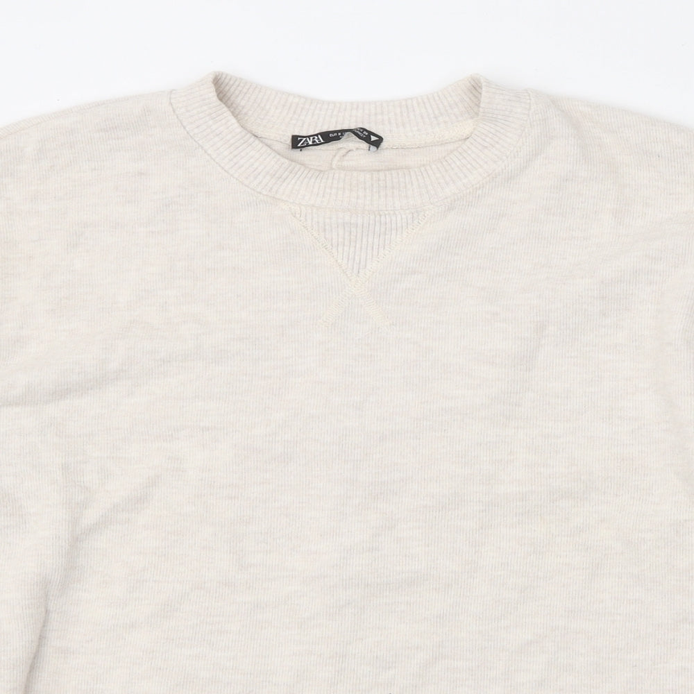 Zara Womens Beige Round Neck Polyester Pullover Jumper Size S