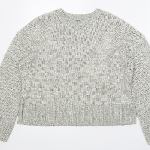New Look Womens Grey Round Neck Acrylic Pullover Jumper Size S