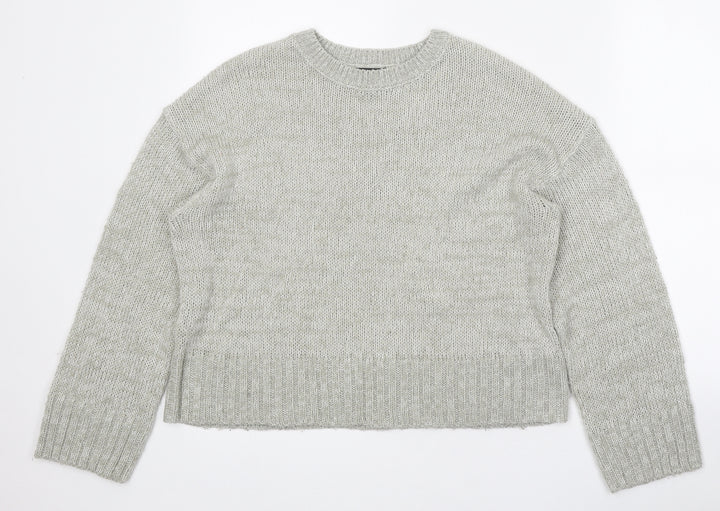 New Look Womens Grey Round Neck Acrylic Pullover Jumper Size S