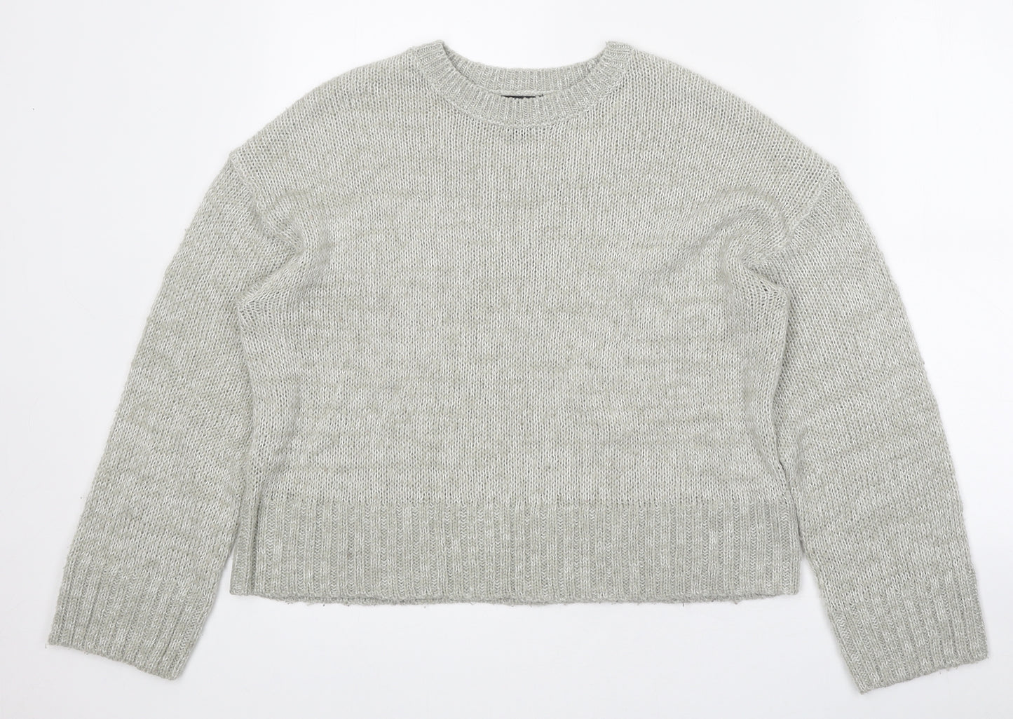 New Look Womens Grey Round Neck Acrylic Pullover Jumper Size S