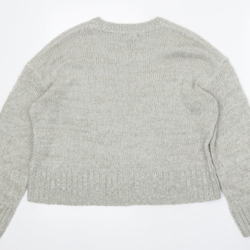 New Look Womens Grey Round Neck Acrylic Pullover Jumper Size S