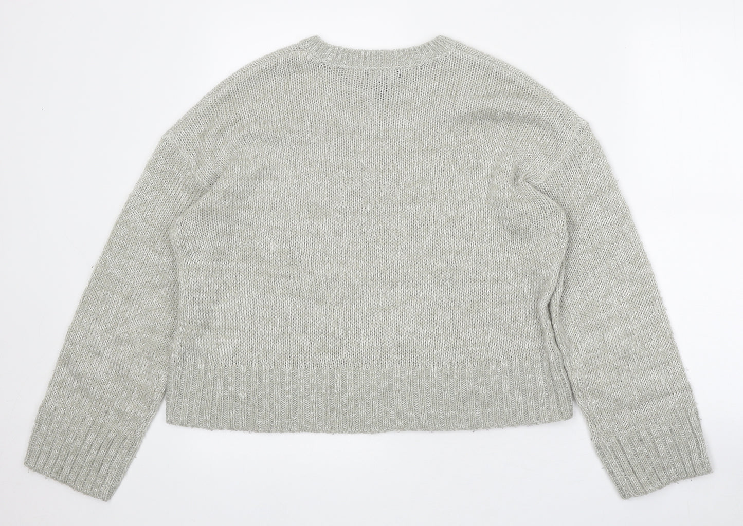 New Look Womens Grey Round Neck Acrylic Pullover Jumper Size S
