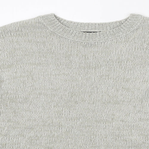 New Look Womens Grey Round Neck Acrylic Pullover Jumper Size S