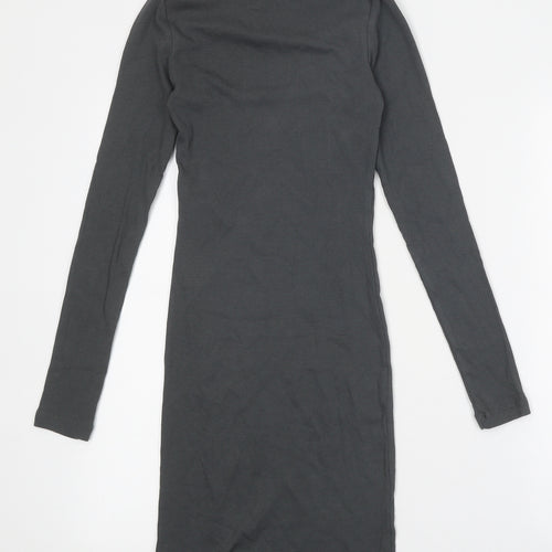 Bershka Womens Grey Cotton Bodycon Size XS Round Neck Pullover - Ribbed