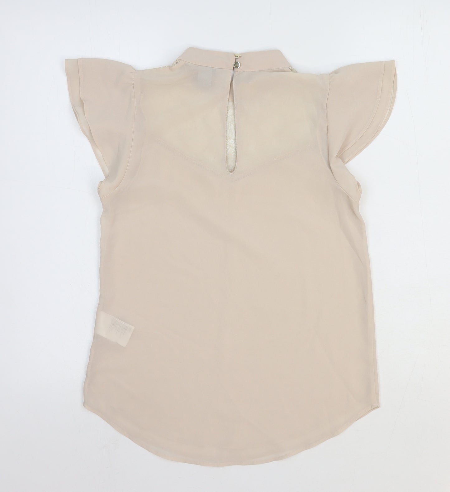 H&M Womens Beige Polyester Basic Blouse Size 4 Round Neck
