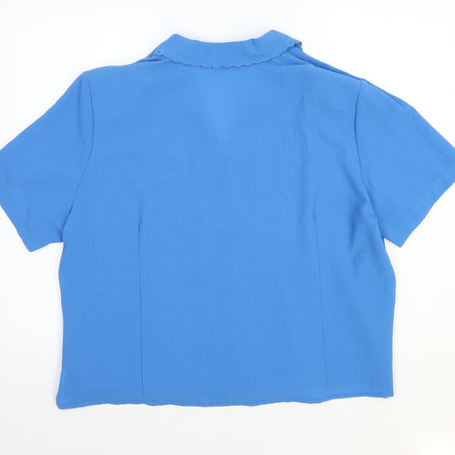 Clothes Contact Womens Blue Polyester Basic Button-Up Size 22 Collared