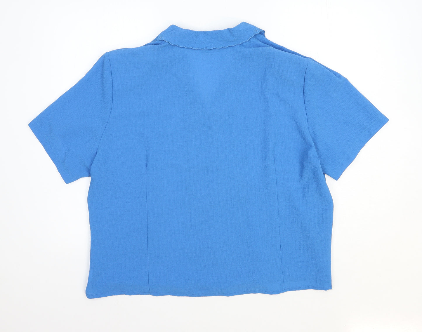 Clothes Contact Womens Blue Polyester Basic Button-Up Size 22 Collared