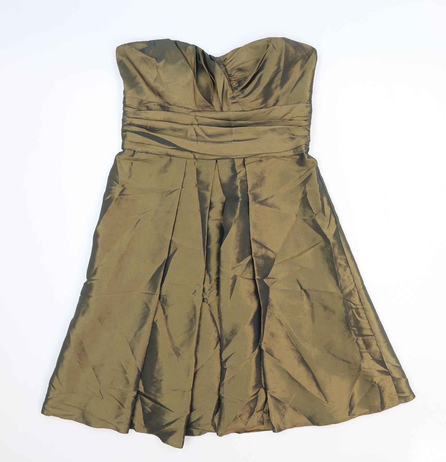 Linea Womens Gold Polyester A-Line Size 14 Sweetheart Zip