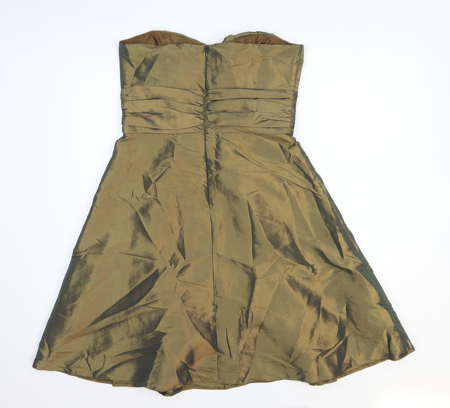 Linea Womens Gold Polyester A-Line Size 14 Sweetheart Zip