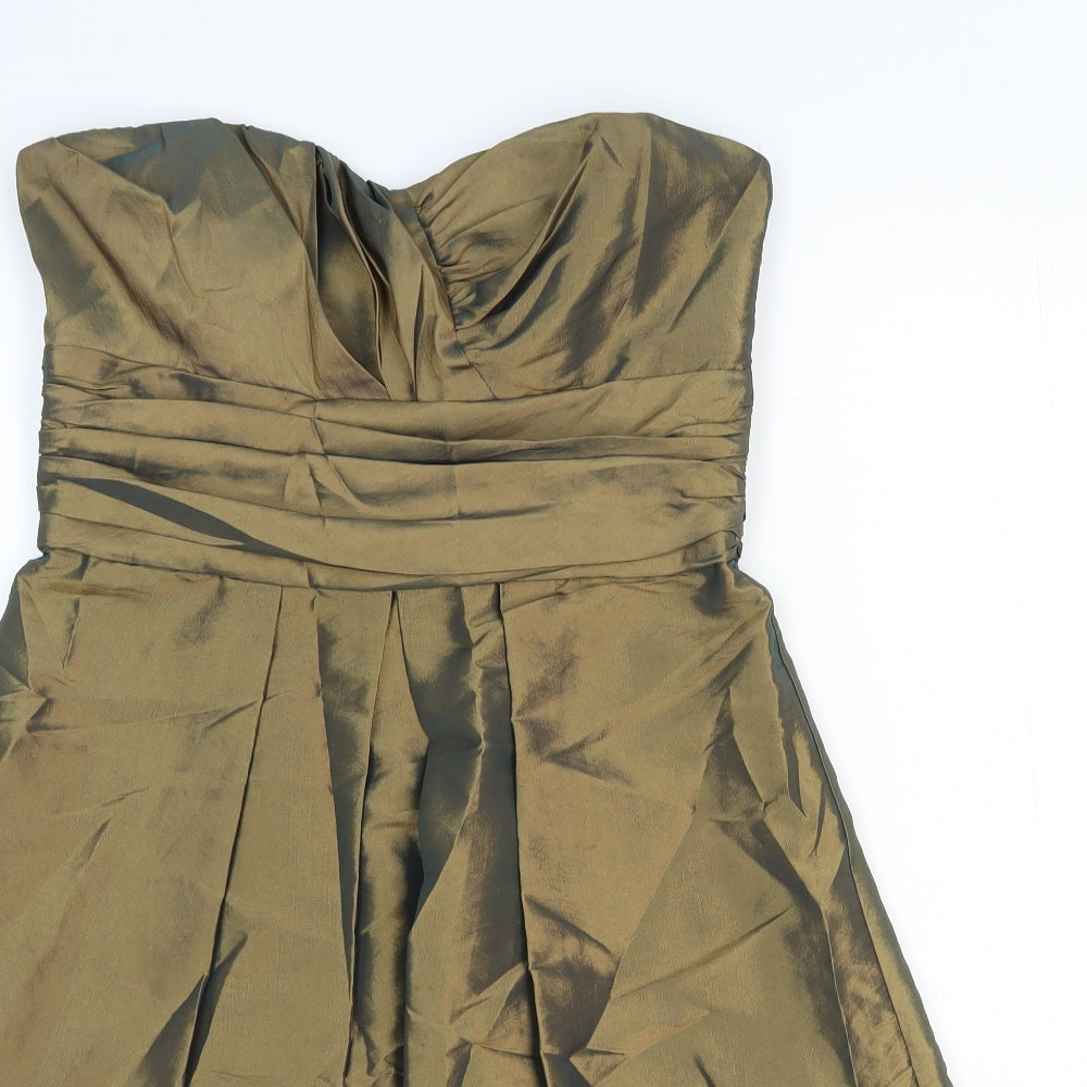 Linea Womens Gold Polyester A-Line Size 14 Sweetheart Zip
