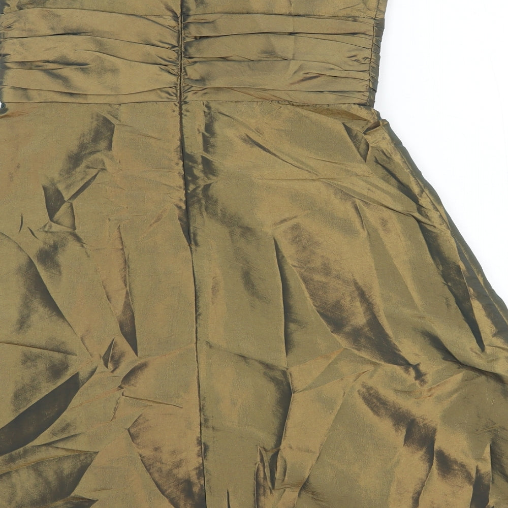 Linea Womens Gold Polyester A-Line Size 14 Sweetheart Zip