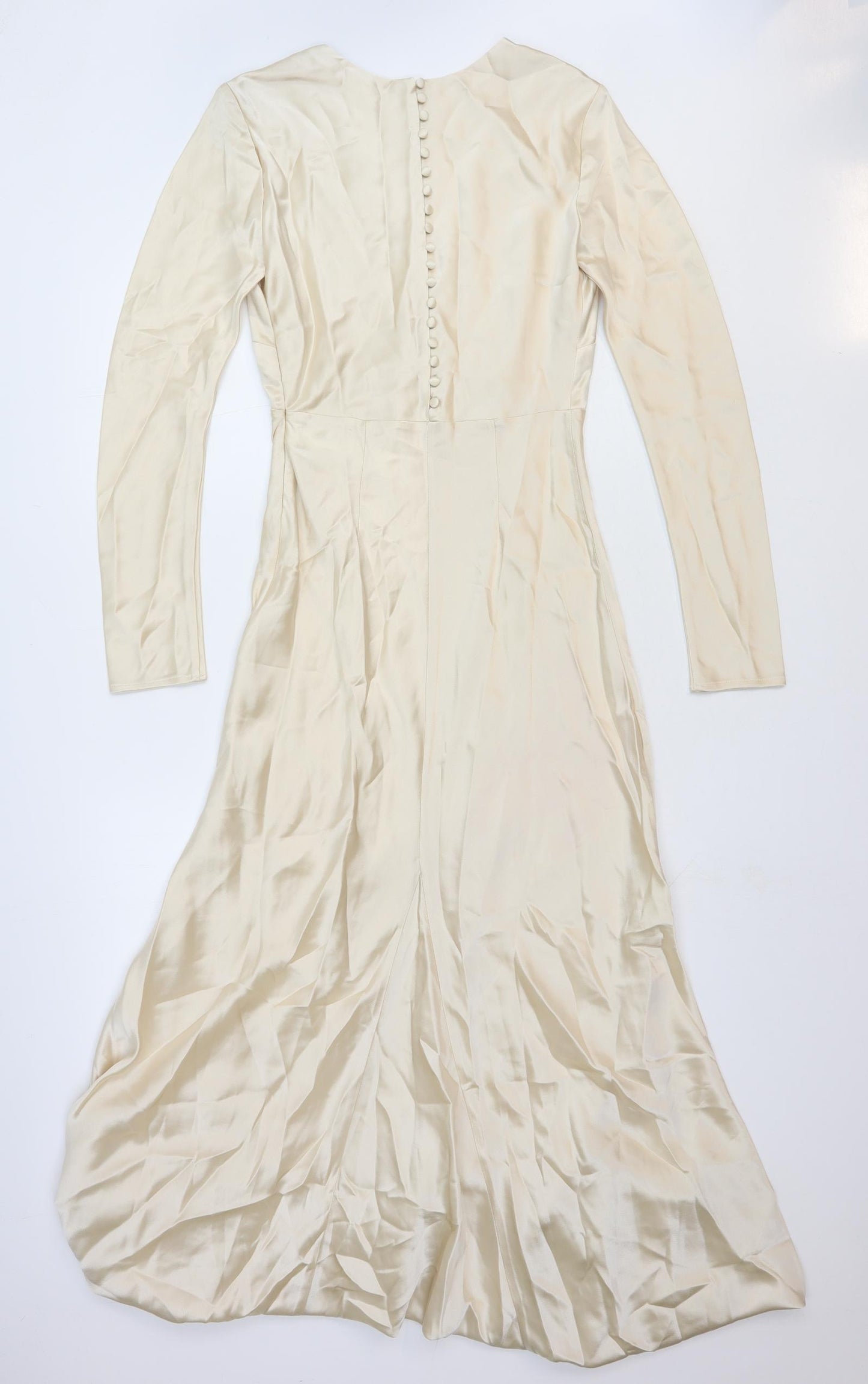 Zara Womens Ivory Acetate Maxi Size M V-Neck Zip