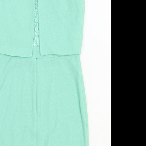 Warehouse Womens Green Polyester A-Line Size 10 Round Neck Zip