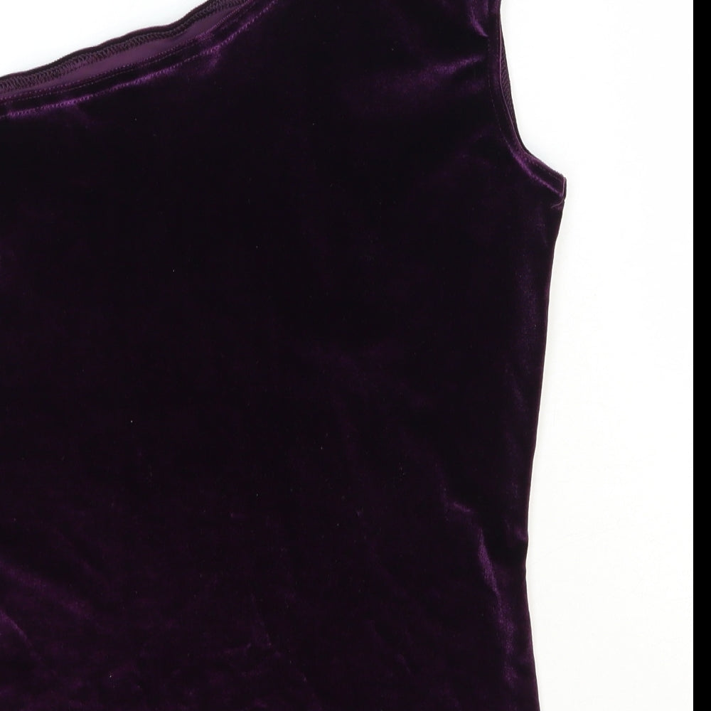 Fashion Union Womens Purple Polyester Basic Tank Size 10 Off the Shoulder