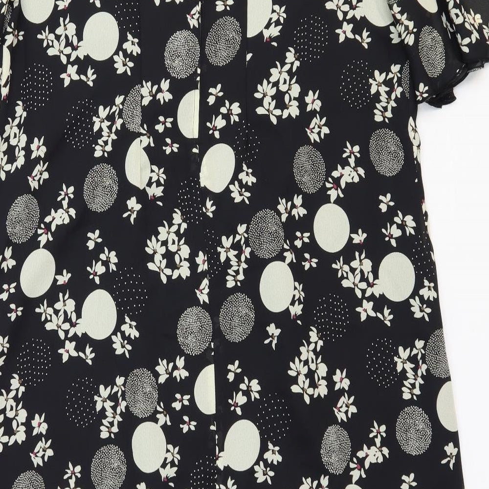 Gina Bacconi Womens Black Geometric Polyester A-Line Size 22 Round Neck Zip