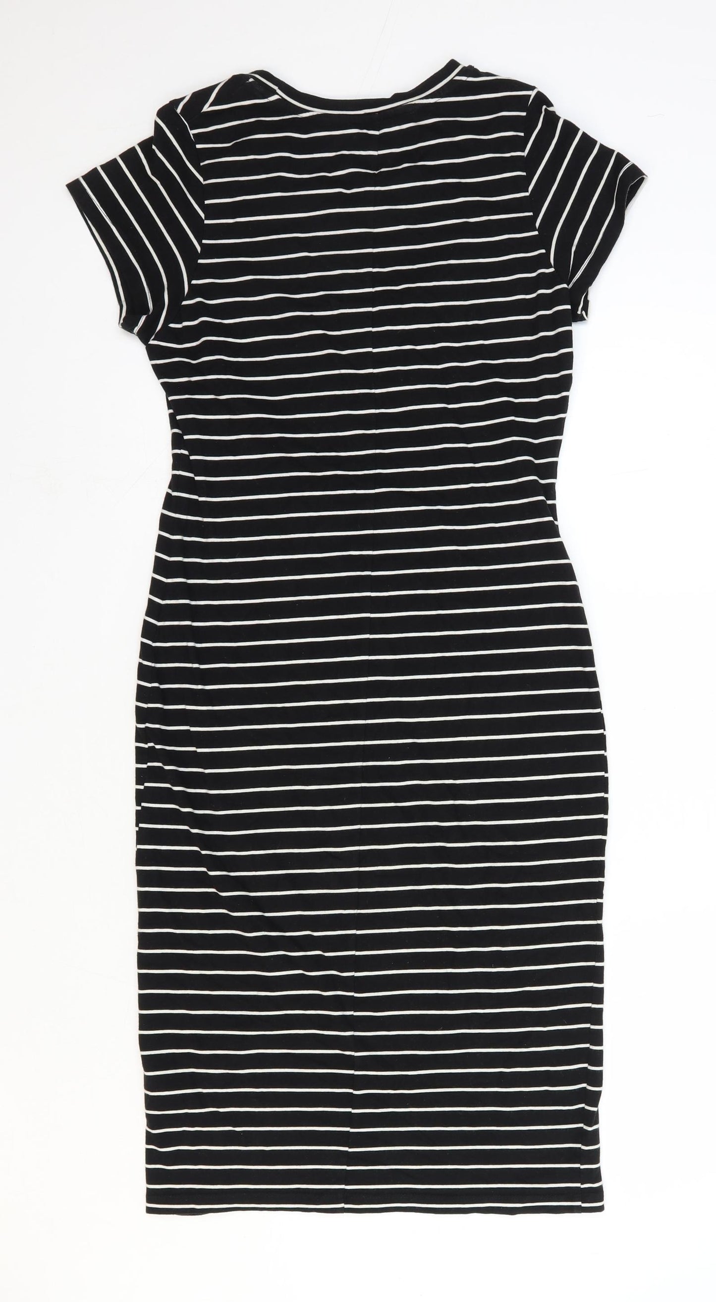 Atmosphere Womens Black Striped Cotton T-Shirt Dress Size 14 Round Neck Pullover