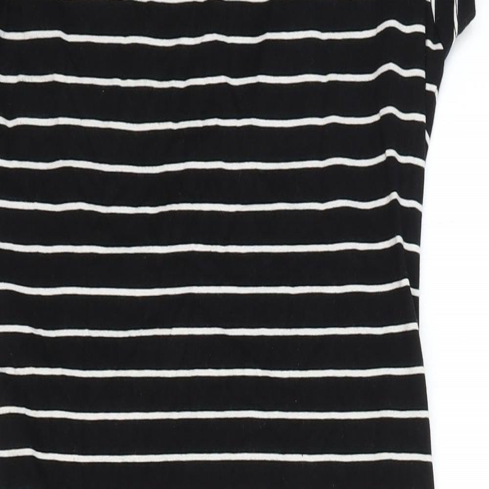Atmosphere Womens Black Striped Cotton T-Shirt Dress Size 14 Round Neck Pullover