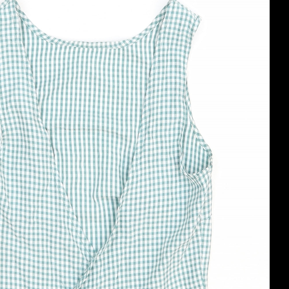 SheIn Womens Blue Geometric Polyester Cropped Tank Size XS V-Neck