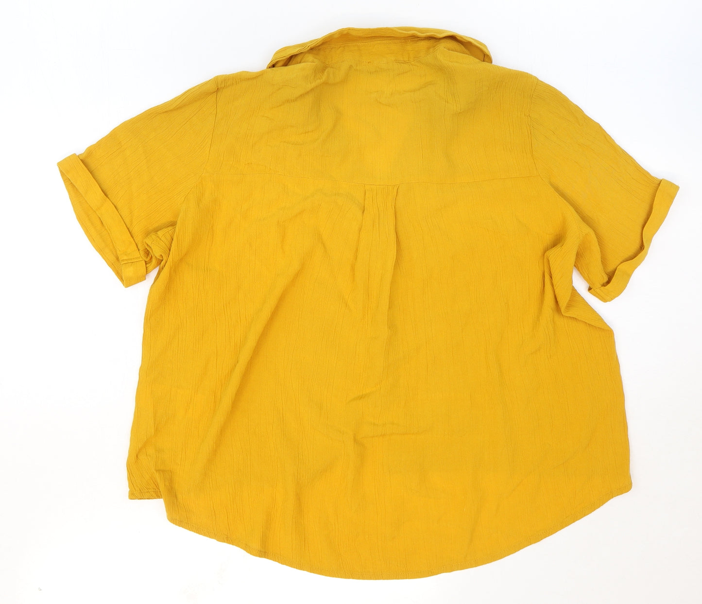 Refinery Womens Yellow Viscose Basic Button-Up Size 10 Collared