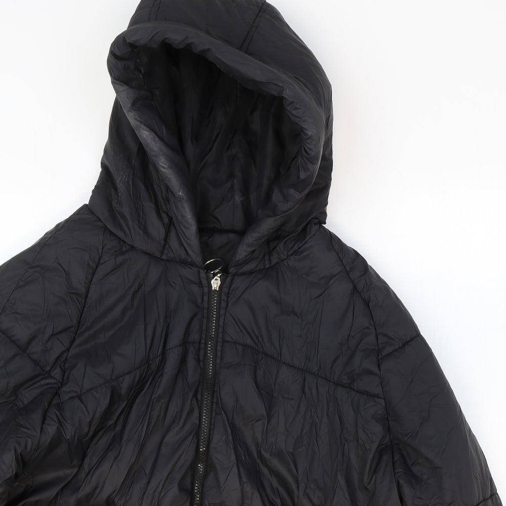 PRETTYLITTLETHING Womens Black Quilted Coat Size 12 Zip
