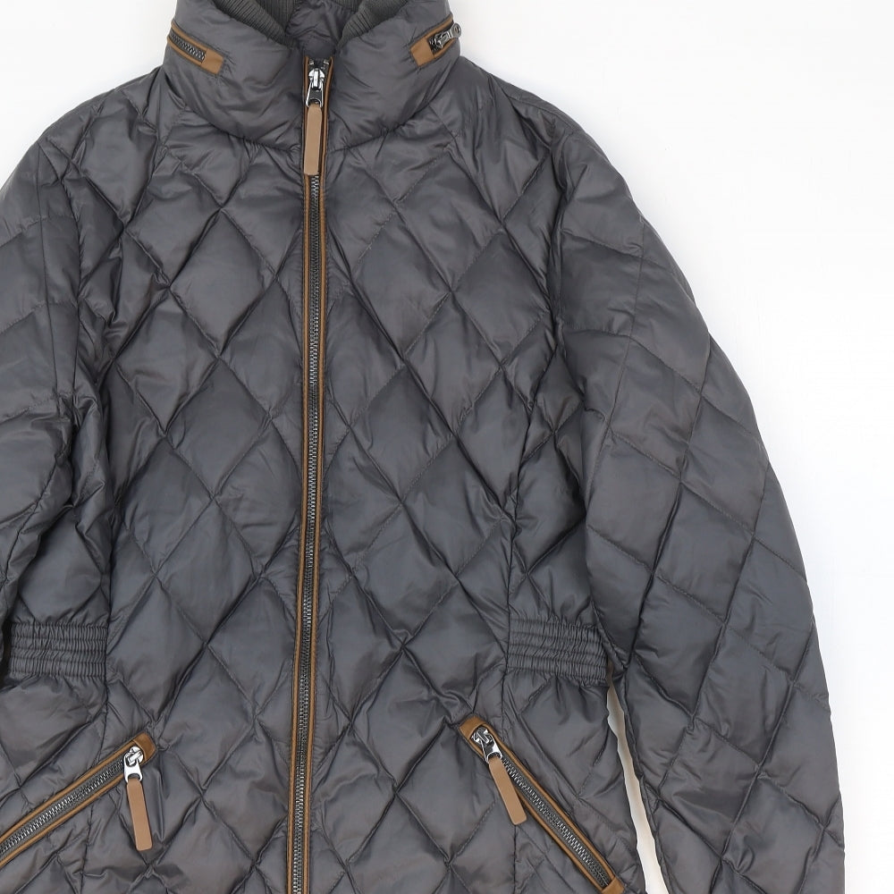Marks and Spencer Womens Grey Quilted Coat Size 10 Zip