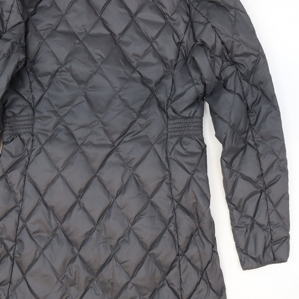 Marks and Spencer Womens Grey Quilted Coat Size 10 Zip