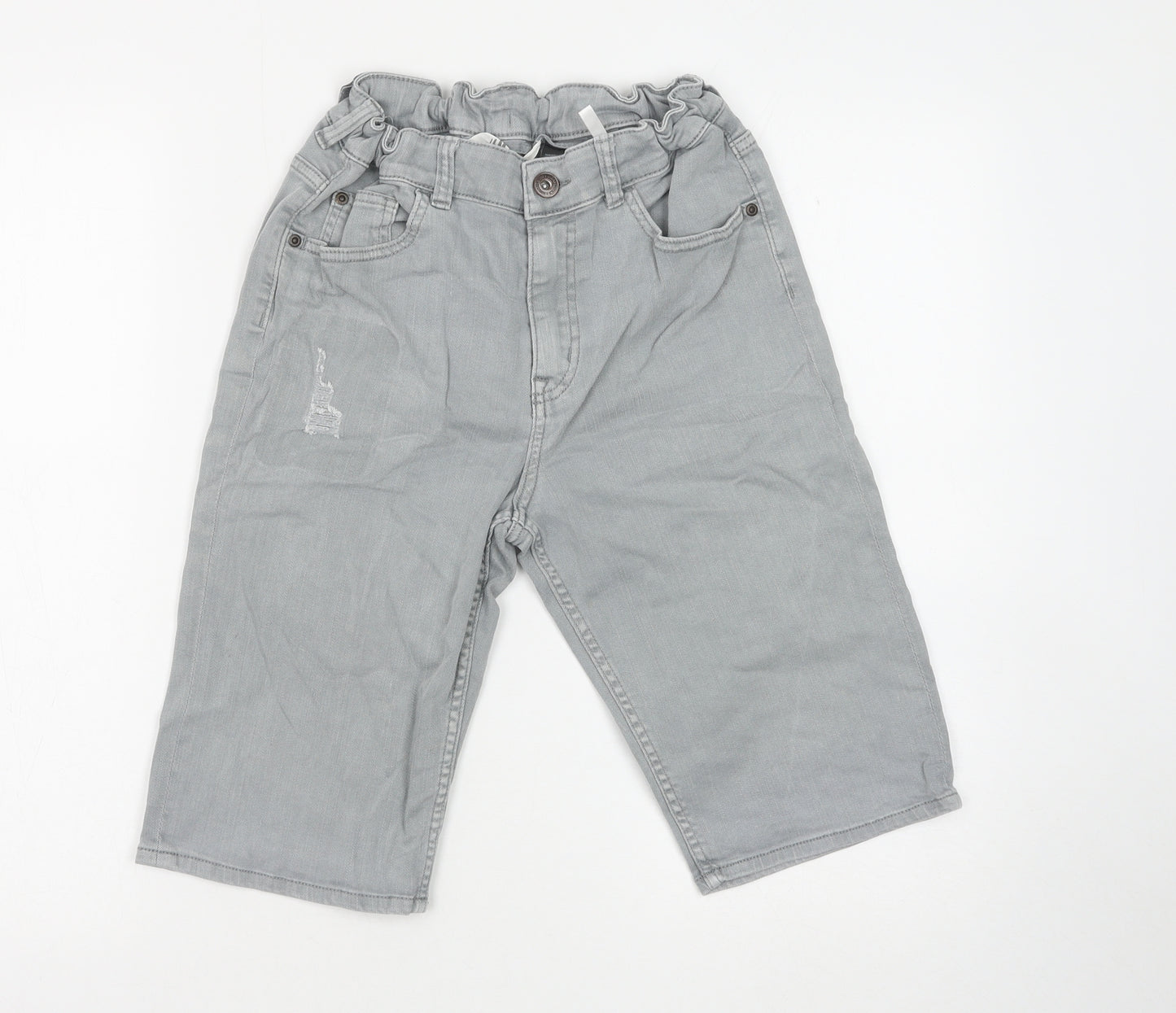 H&M Boys Grey Cotton Bermuda Shorts Size 14 Years Regular Zip - Distressed
